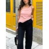 imageCicy Bell Womens One Shoulder Tank Tops Summer Going Out Tops Ruched Asymmetrical Sleeveless ShirtsPink