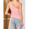 imageCicy Bell Womens One Shoulder Tank Tops Summer Going Out Tops Ruched Asymmetrical Sleeveless ShirtsPink