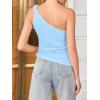 imageCicy Bell Womens One Shoulder Tank Tops Summer Going Out Tops Ruched Asymmetrical Sleeveless ShirtsSky Blue
