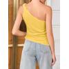 imageCicy Bell Womens One Shoulder Tank Tops Summer Going Out Tops Ruched Asymmetrical Sleeveless ShirtsYellow