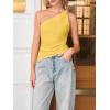 imageCicy Bell Womens One Shoulder Tank Tops Summer Going Out Tops Ruched Asymmetrical Sleeveless ShirtsYellow