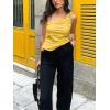 imageCicy Bell Womens One Shoulder Tank Tops Summer Going Out Tops Ruched Asymmetrical Sleeveless ShirtsYellow