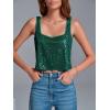imageCicy Bell Womens Sequin Crop Tank Tops Cute Sleeveless Sparkly Camisole Blouse Cocktail Evening Party Tank Shirts
