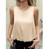 imageCicy Bell Womens Silk Satin Cropped Tank Tops Bubble Hem Summer Trendy Sleeveless Shirts Crew Neck Loose Fit BlousesBeige