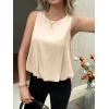 imageCicy Bell Womens Silk Satin Cropped Tank Tops Bubble Hem Summer Trendy Sleeveless Shirts Crew Neck Loose Fit BlousesBeige