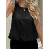 imageCicy Bell Womens Silk Satin Cropped Tank Tops Bubble Hem Summer Trendy Sleeveless Shirts Crew Neck Loose Fit BlousesBlack