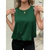 imageCicy Bell Womens Silk Satin Cropped Tank Tops Bubble Hem Summer Trendy Sleeveless Shirts Crew Neck Loose Fit BlousesDark Green