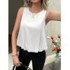 imageCicy Bell Womens Silk Satin Cropped Tank Tops Bubble Hem Summer Trendy Sleeveless Shirts Crew Neck Loose Fit BlousesWhite