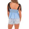 imageCicy Bell Womens Summer Babydoll Tank Tops Smocked Square Neck Casual Sleeveless Shirts Beach Backless Peplum Blouses Blue