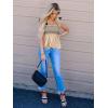imageCicy Bell Womens Summer Babydoll Tank Tops Smocked Square Neck Casual Sleeveless Shirts Beach Backless Peplum Blouses Khaki