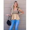 imageCicy Bell Womens Summer Babydoll Tank Tops Smocked Square Neck Casual Sleeveless Shirts Beach Backless Peplum Blouses Khaki