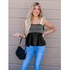 imageCicy Bell Womens Summer Babydoll Tank Tops Smocked Square Neck Casual Sleeveless Shirts Beach Backless Peplum BlousesBlack