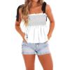 imageCicy Bell Womens Summer Babydoll Tank Tops Smocked Square Neck Casual Sleeveless Shirts Beach Backless Peplum BlousesWhite