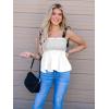 imageCicy Bell Womens Summer Babydoll Tank Tops Smocked Square Neck Casual Sleeveless Shirts Beach Backless Peplum BlousesWhite