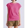 imageCicy Bell Womens Summer Cap Sleeve Tank Tops Casual Crew Neck Tshirts Trendy Loose Fit Basic Tee ShirtsBright Pink