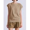imageCicy Bell Womens Summer Cap Sleeve Tank Tops Casual Crew Neck Tshirts Trendy Loose Fit Basic Tee ShirtsKhaki