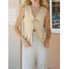 imageCicy Bell Womens Tie Front Blazer Vest Summer Sleeveless V Neck Tank Top 2025 Casual Business WaistcoatLight Khaki