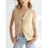 imageCicy Bell Womens Tie Front Blazer Vest Summer Sleeveless V Neck Tank Top 2025 Casual Business WaistcoatLight Khaki