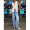 imageCicy Bell Womens Tie Front Blazer Vest Summer Sleeveless V Neck Tank Top 2025 Casual Business WaistcoatWhite