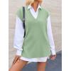 imageCicy Bell Womens V Neck Sleeveless Sweater Vest Oversized Ribbed Knit Side Slit Pullover Tank TopsLight Green