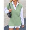imageCicy Bell Womens V Neck Sleeveless Sweater Vest Oversized Ribbed Knit Side Slit Pullover Tank TopsLight Green