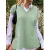 imageCicy Bell Womens V Neck Sleeveless Sweater Vest Oversized Ribbed Knit Side Slit Pullover Tank TopsLight Green