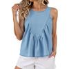 imageCicy Bell Womens Babydoll Denim Tank Tops Peplum Swing Flowy Shirred Sleeveless Shirts Loose Fit Going Out Cute Tops Light Blue XLarge