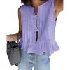 imageCicy Bell Womens Bow Front Tie Tank Tops Pleated Babydoll Top Sleeveless Cute Coquette Shirt Summer OutfitsLight Purple