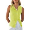 imageCicy Bell Womens Button Down Tank Tops Summer Sleeveless Vest Tops Trendy Ribbed Fitted Going Out ShirtsFluorescent Green