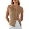 imageCicy Bell Womens Button Down Tank Tops Summer Sleeveless Vest Tops Trendy Ribbed Fitted Going Out ShirtsKhaki