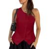 imageCicy Bell Womens One Shoulder Blazer Vest Summer Fitted Button Down Waistcoat Trendy Work Sleeveless Suit TopsBurgundy