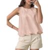 imageCicy Bell Womens Silk Satin Cropped Tank Tops Bubble Hem Summer Trendy Sleeveless Shirts Crew Neck Loose Fit BlousesKhaki