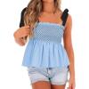 imageCicy Bell Womens Summer Babydoll Tank Tops Smocked Square Neck Casual Sleeveless Shirts Beach Backless Peplum Blouses Blue