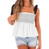 imageCicy Bell Womens Summer Babydoll Tank Tops Smocked Square Neck Casual Sleeveless Shirts Beach Backless Peplum BlousesWhite