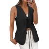 imageCicy Bell Womens Tie Front Blazer Vest Summer Sleeveless V Neck Tank Top 2025 Casual Business WaistcoatBlack