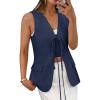imageCicy Bell Womens Tie Front Blazer Vest Summer Sleeveless V Neck Tank Top 2025 Casual Business WaistcoatNavy