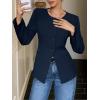 imageCicy Bell Womens Business Casual Fitted Blazers Collarless Split Hem Work Office Button Down Suit JacketsNavy