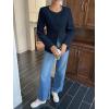 imageCicy Bell Womens Business Casual Fitted Blazers Collarless Split Hem Work Office Button Down Suit JacketsNavy