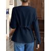 imageCicy Bell Womens Business Casual Fitted Blazers Collarless Split Hem Work Office Button Down Suit JacketsNavy