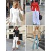 imageCicy Bell Womens Business Casual Fitted Blazers Collarless Split Hem Work Office Button Down Suit JacketsNavy