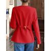 imageCicy Bell Womens Business Casual Fitted Blazers Collarless Split Hem Work Office Button Down Suit JacketsRed