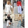 imageCicy Bell Womens Business Casual Fitted Blazers Collarless Split Hem Work Office Button Down Suit JacketsRed