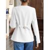 imageCicy Bell Womens Business Casual Fitted Blazers Collarless Split Hem Work Office Button Down Suit JacketsWhite