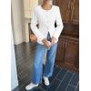 imageCicy Bell Womens Business Casual Fitted Blazers Collarless Split Hem Work Office Button Down Suit JacketsWhite