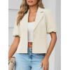 imageCicy Bell Womens Puff Short Sleeve Blazers Business Casual Button Down Lightweight Suit JacketsApricot