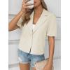 imageCicy Bell Womens Puff Short Sleeve Blazers Business Casual Button Down Lightweight Suit JacketsApricot
