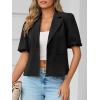 imageCicy Bell Womens Puff Short Sleeve Blazers Business Casual Button Down Lightweight Suit JacketsBlack