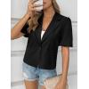 imageCicy Bell Womens Puff Short Sleeve Blazers Business Casual Button Down Lightweight Suit JacketsBlack