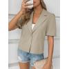 imageCicy Bell Womens Puff Short Sleeve Blazers Business Casual Button Down Lightweight Suit JacketsDark Khaki