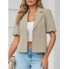 imageCicy Bell Womens Puff Short Sleeve Blazers Business Casual Button Down Lightweight Suit JacketsDark Khaki